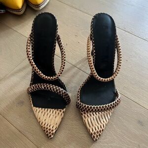 Elegant Tan and Black Women's Heels